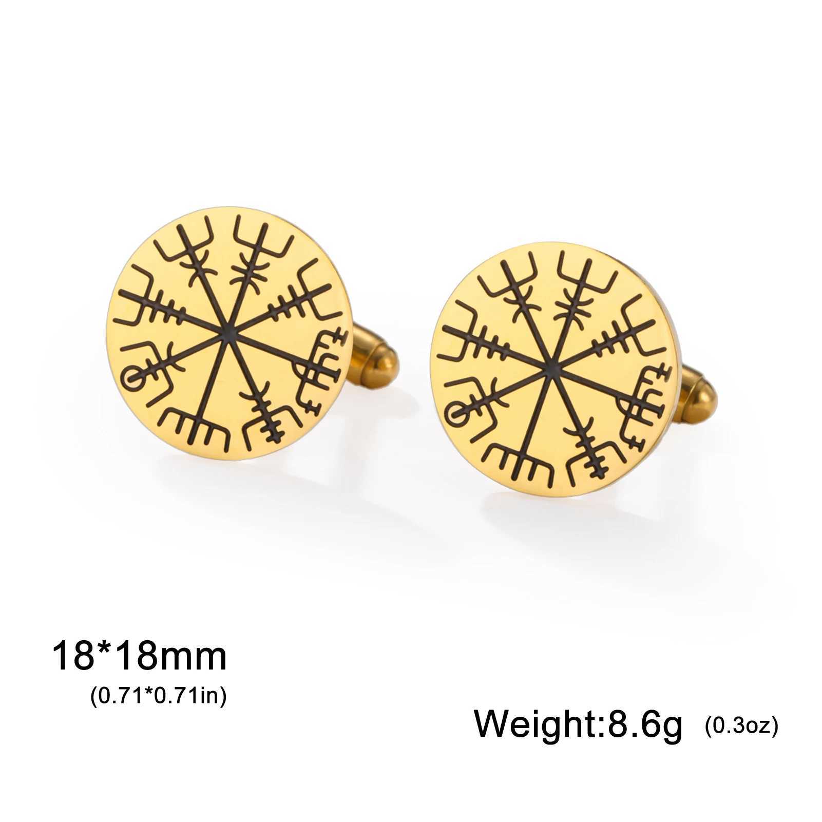LIKGREAT Viking Vegvisir Compass Cufflinks for Men Norse Symbol Rune Stainless Steel Dress Cuff Links Protection Amulet Jewelry W250606