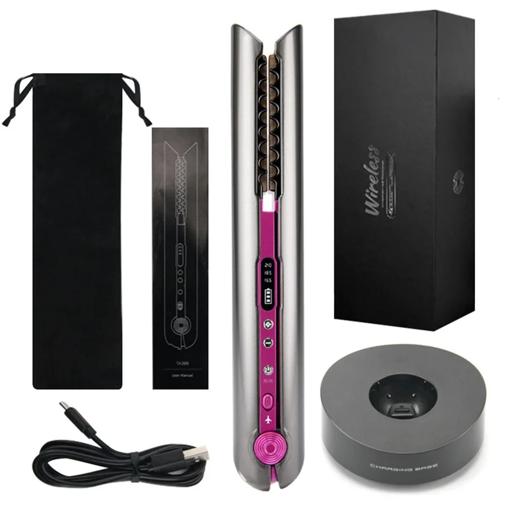 Portable Hair Straightener with Charging Base Wireless Straightening Iron Floading Plate and Comb PTC Hair Straightening Device 250603