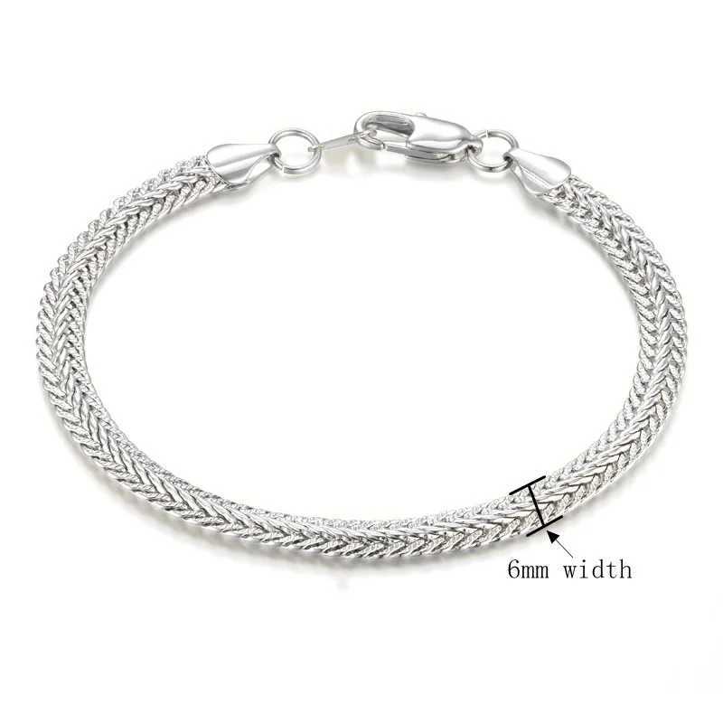 6MM Wide 18-22CM Stainless Steel Chain Snake Link Bracelets For Men Jewelry Silver Plated Solid Metal Fashion Jewelry W250606