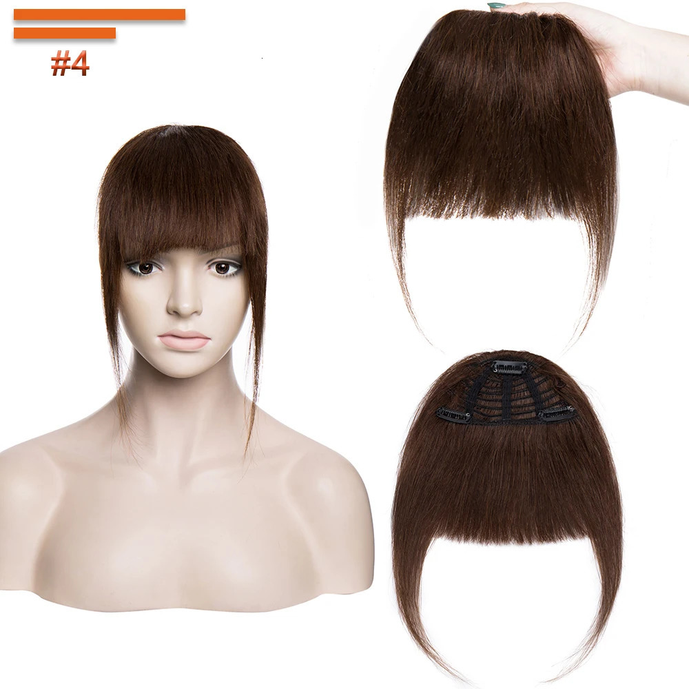 SEGO 25g Clip in Bangs 100% Human Hair Bangs Fringe Thick Blunt with Temples Real Hair Piece for Women 3 Clips Hairpiece 250529