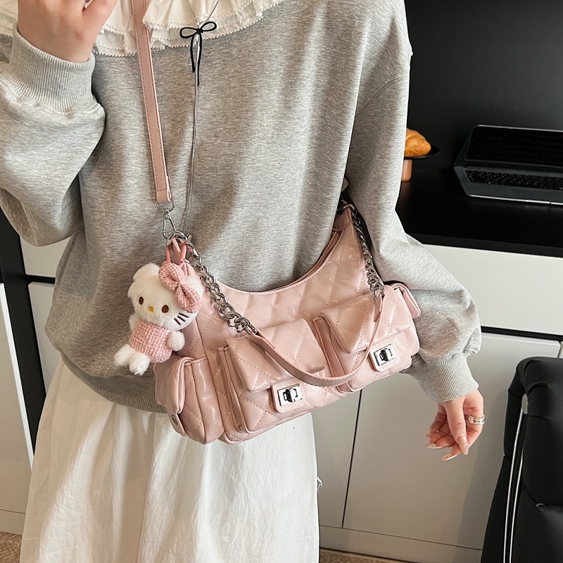 designer Quilted Chain Bag for Women 2025 New Spring Summer Niche Design Shoulder Crossbody Bag Motorcycle Bag Casual Under