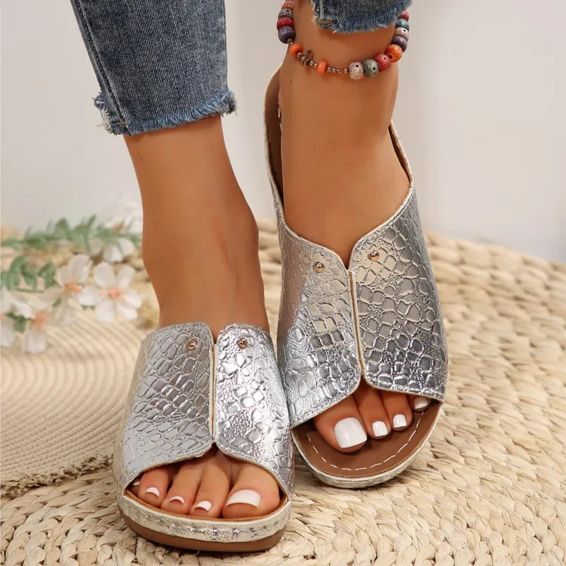Fashion Woman Sandals Shoes Wedge Walking Shoes Light Womens Sandals Slip On Plus Size Female Footwear Heels For Women 250605