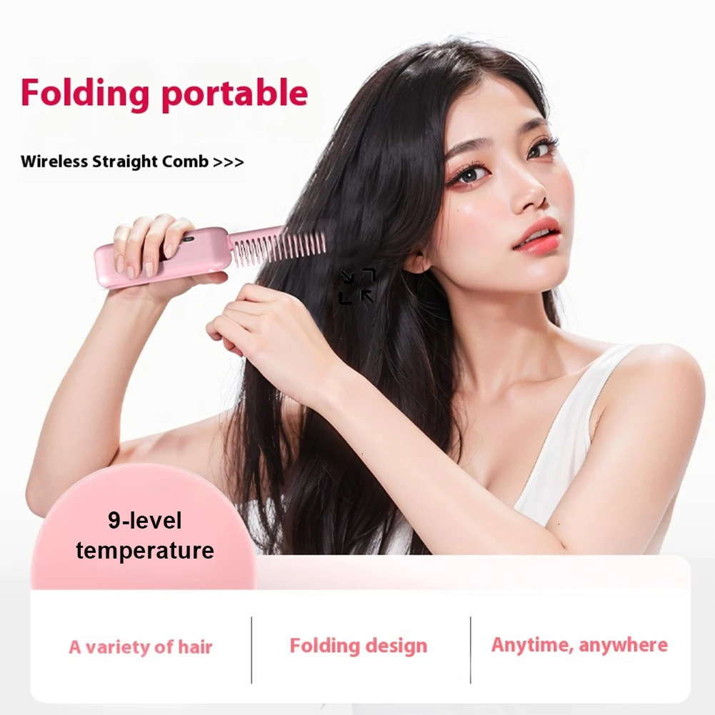 2 in 1 Professional Hair Straightener with 9 Gears Heat Ceramic Ionic Fast Heat-Up Negative Ion Hair Flat Iron Lcd Display 250605