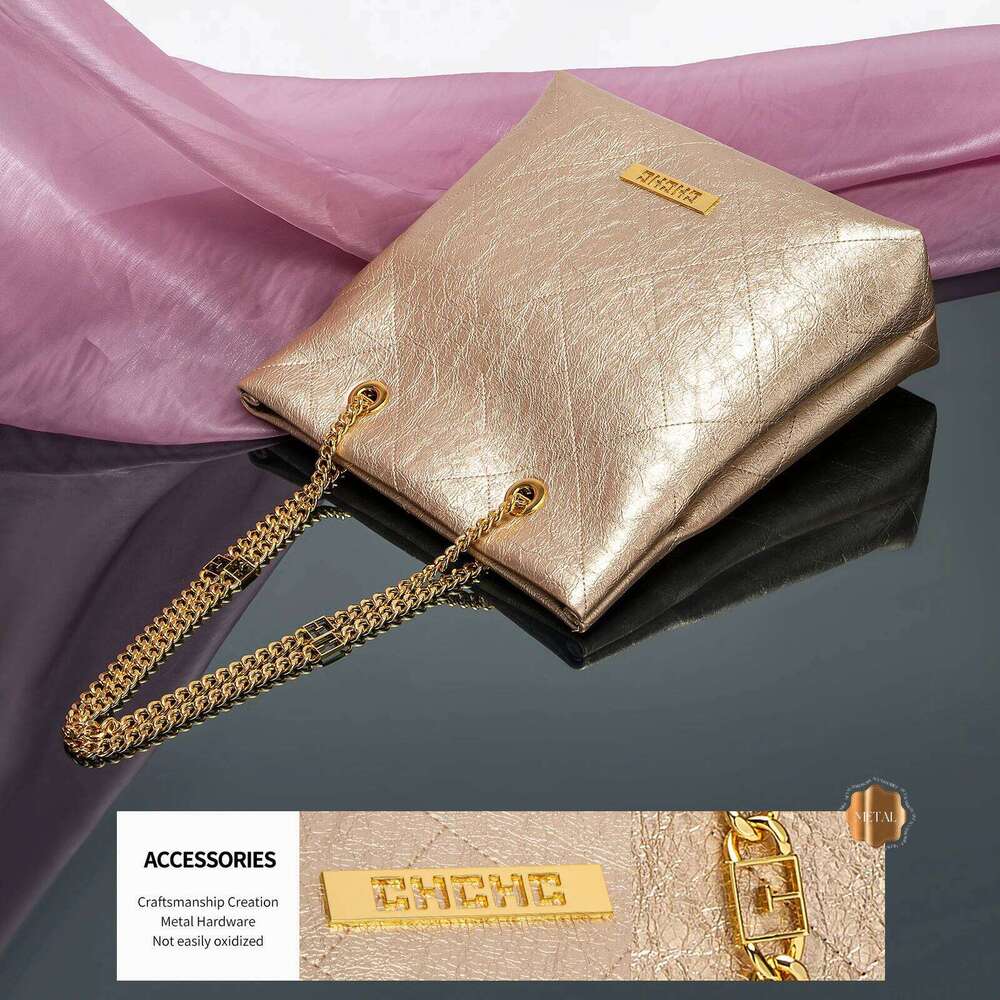 Classic Retro Style Pure Colour Fashion Women's Bag Simple Versatile Chain Shoulder Strap Design Exquisite Workmanship