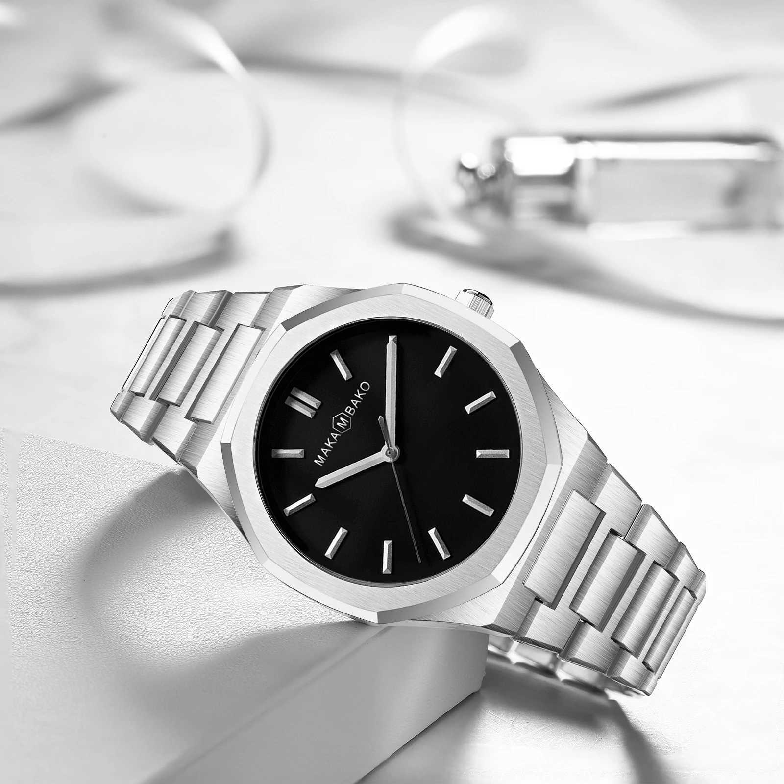 Business Men Watch Fashion Octagonal Stainless Steel Strap Japanese MIYOTA 2035 Quartz Clock Silver Black Casual Men Watch reloj Y250605