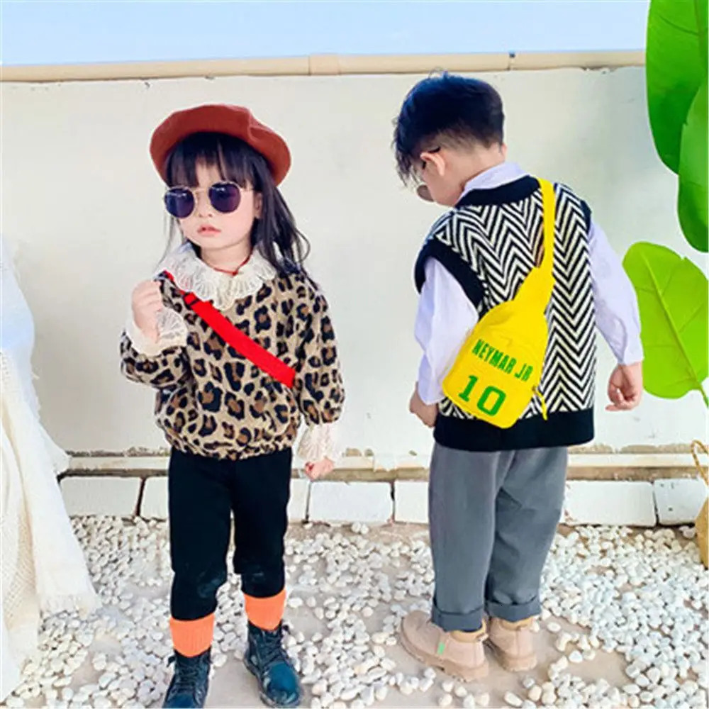 Childrens Fashion Number Printed Chest Bag Girls Boys Sports Leisure Messenger Handbags Allmatch Shoulder Bag 250605