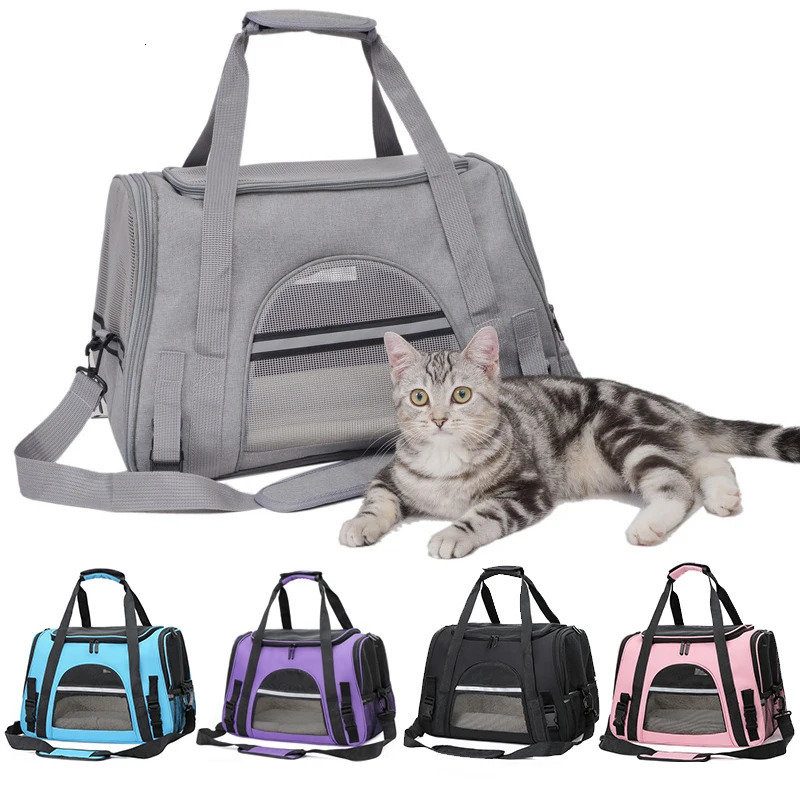 Cat Bags Soft-Sided Portable Dog Mesh Breathable Bags Foldable Cats Handbag Travel Pet Bag Transport Bag 250603