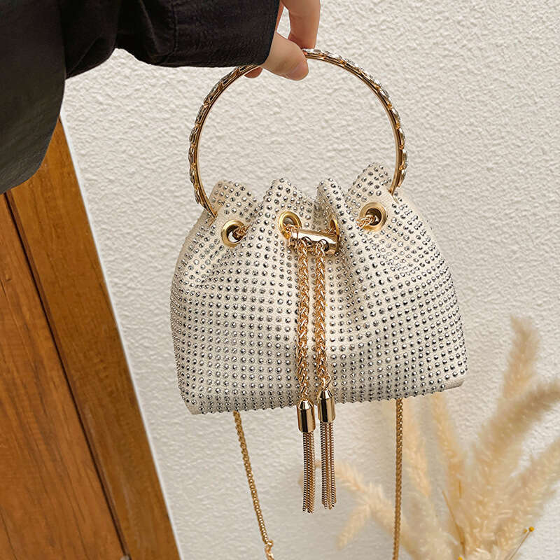 Sparkling Diamond for Women, Unique and Elegant Crossbody Versatile Chain Handbag, Water Bucket Bag, Trendy Evening Bag
