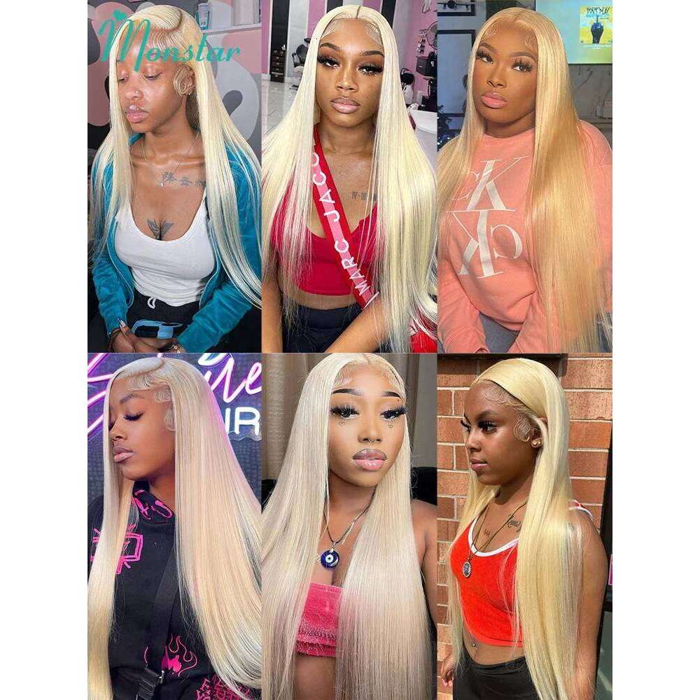 13x4 13x6 360 HD Transparent 613 Honey Blonde Color Front Human Hair Wigs for Women Raw Brazilian Straight Lace Frontal Wig