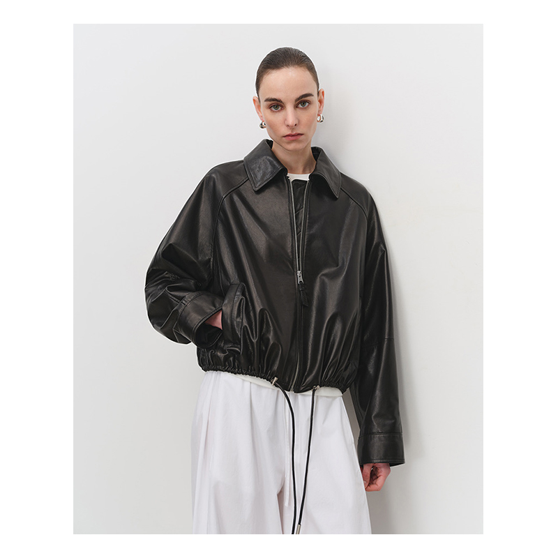 Black leather jacket for men, spring and autumn American fashion brand retro jacket, high-end top