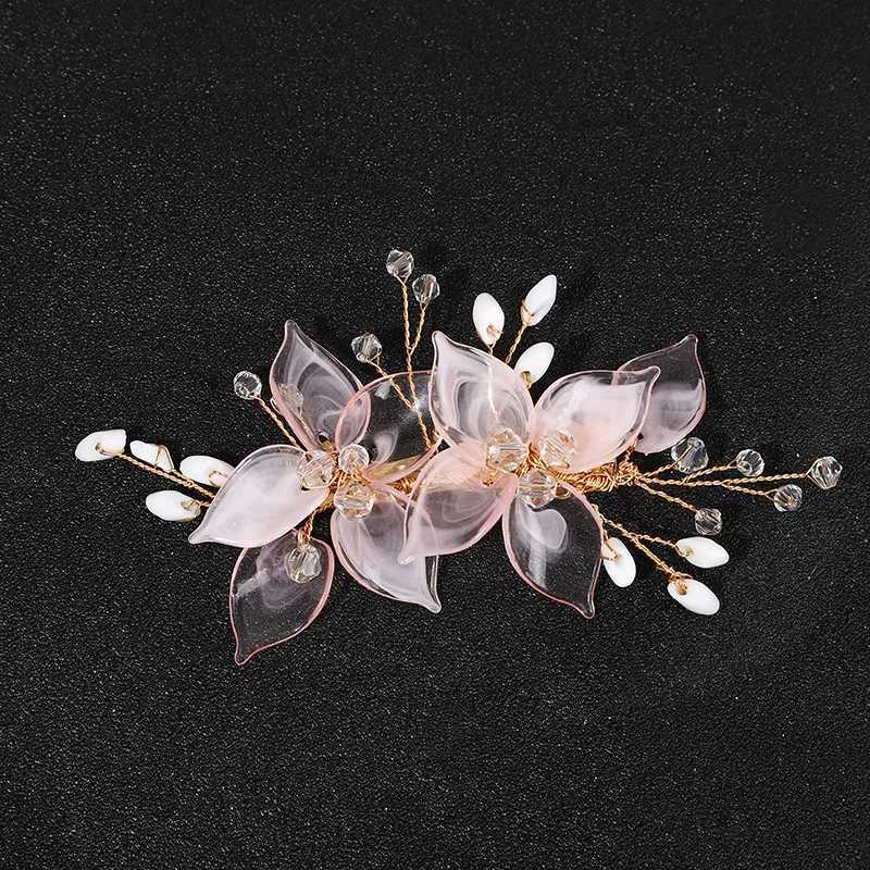 Pink Flower Hair Clips for Bride Wedding Hair Accessories Crystal Floral Hairpins Pearl Headpiece for Women Party Hair Jewelry Z250605