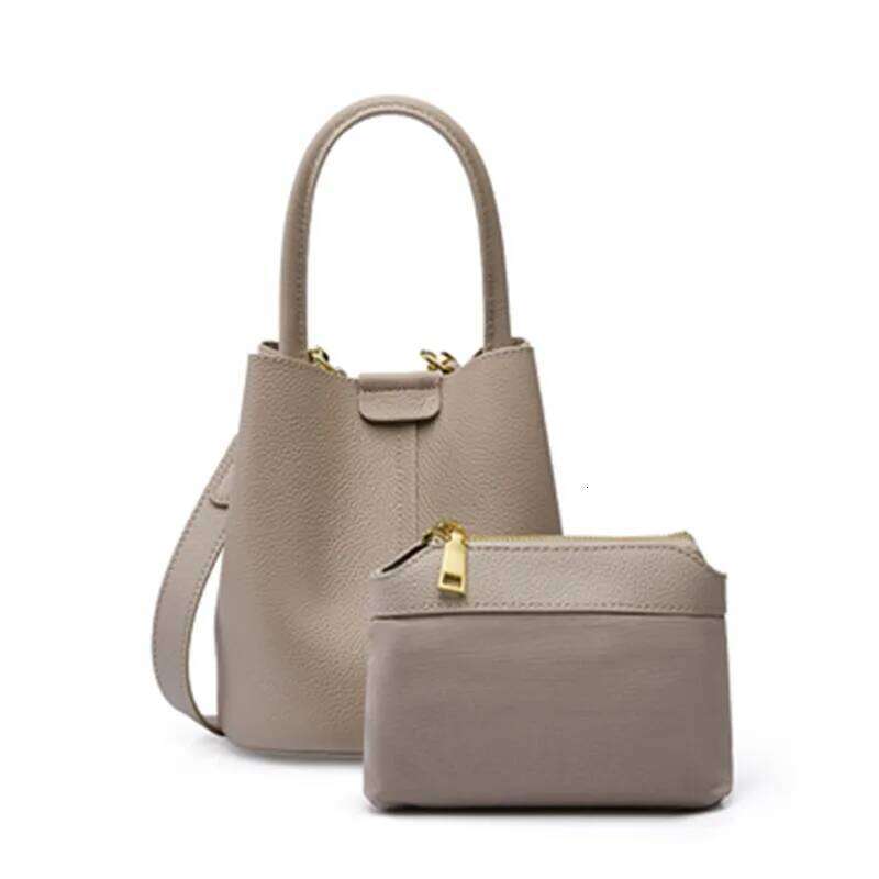 Hifashion Cowhide Genuine Leather Bucket Small Shoulder Bags For Women 2025 Designer Crossbody Purse Tote Ladies Handbags