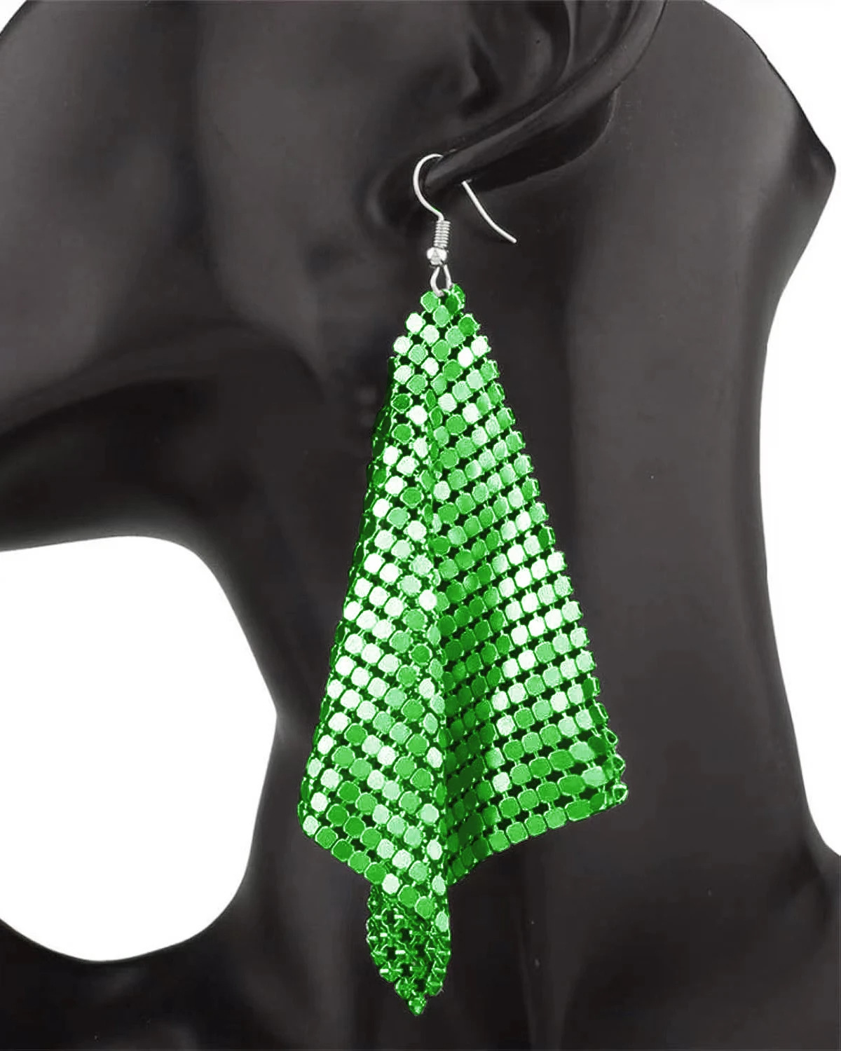 New Arrival Western Inspired Fashionable Metal Sequin Tassel Square Geometric Long Earrings