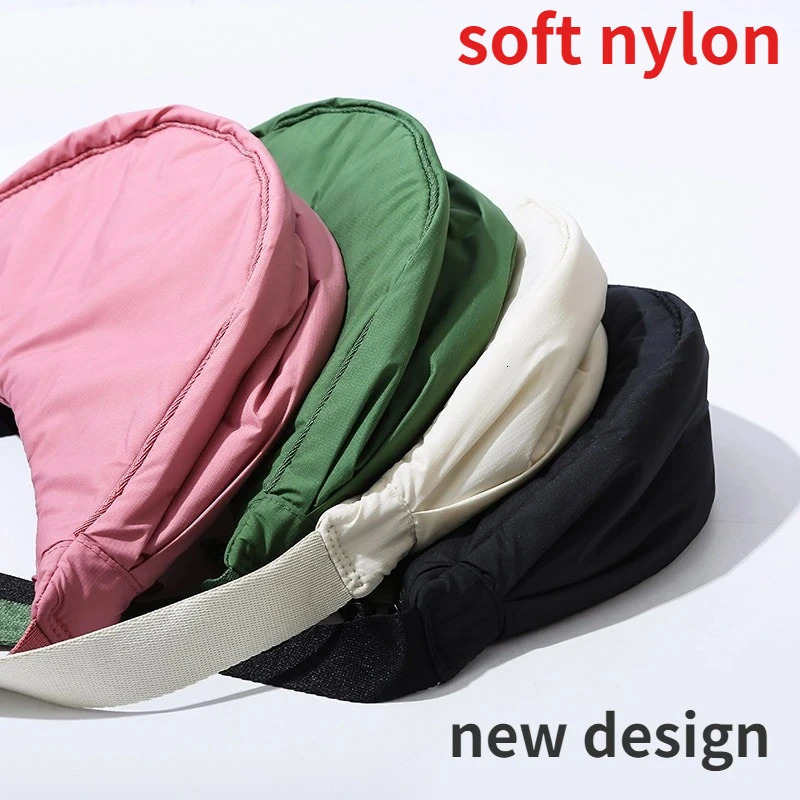Solid Color Womens Portable Shoulder Bag Simple Female Nylon Cloth Padded Crossbody Bags Travel Purse Handbags Messenger Bag 250605