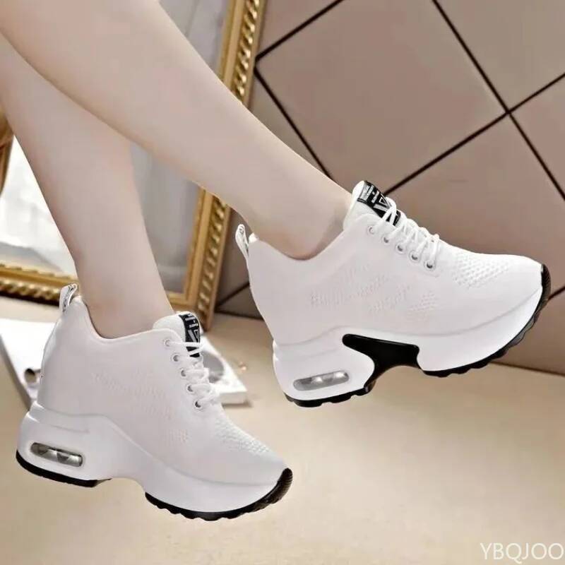 Ddmyoutdoor Mesh Breathable Casual Sneakers Women Spring Platform Heels Wedges Height Increasing Knitted Ladies Vulcanized Shoes Outdoor Shoes