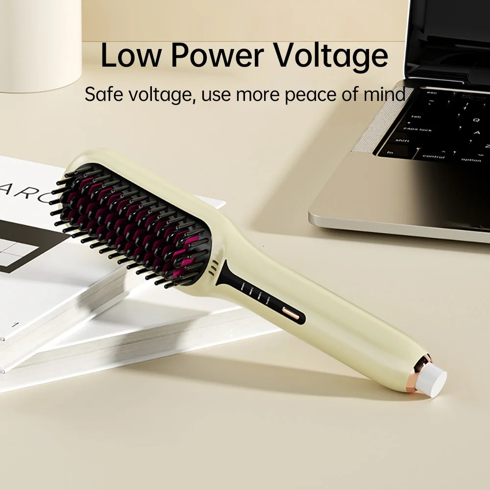 Hair Straightening Brush Negative Ion 2 In 1 Hair Straightener Heating Comb Multifunctional Hair Curler Curling Iron Stying Tool 250605