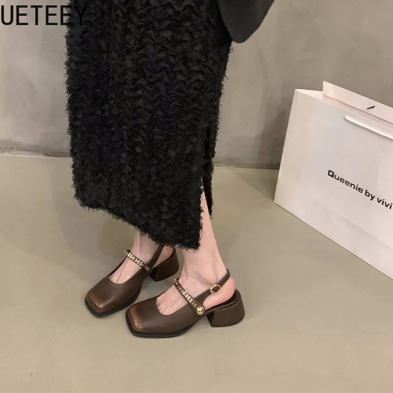 Square Toe Women Mary Jane Shoes Fashion Shallow Shoes Spring Ladies Elegant Party Dress Pumps 250605