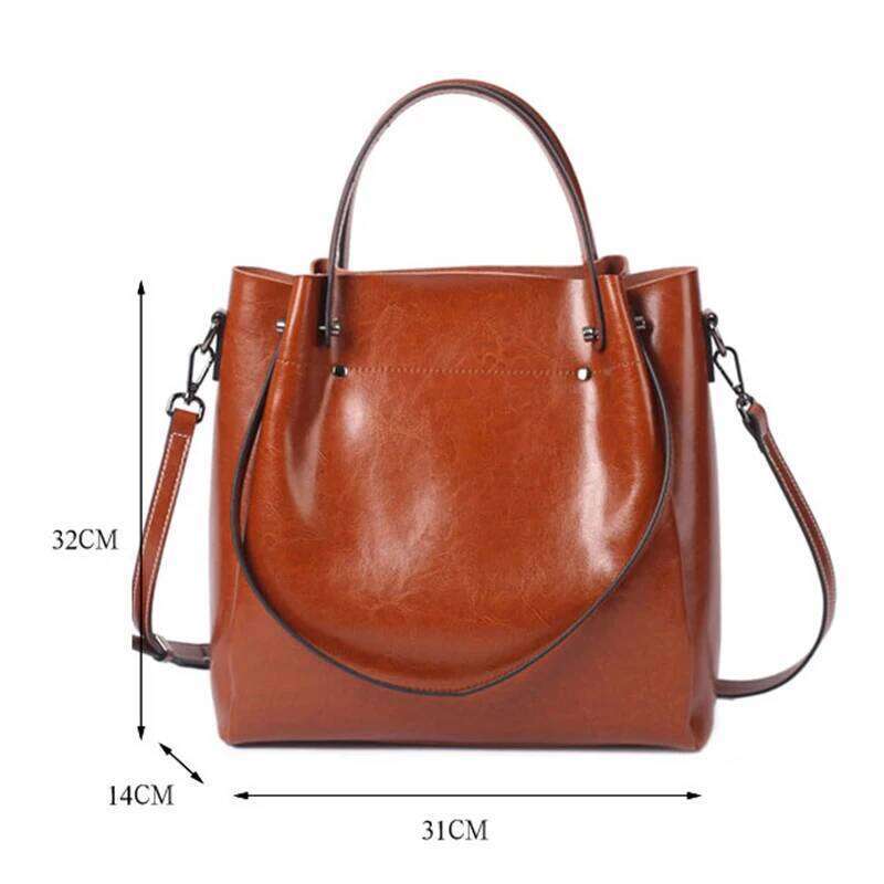New Leather Women's With Cowhide, Capacity, Fashionable And Versatile, Single Shoulder Crossbody Handbag, Large Bag 2025/06/06