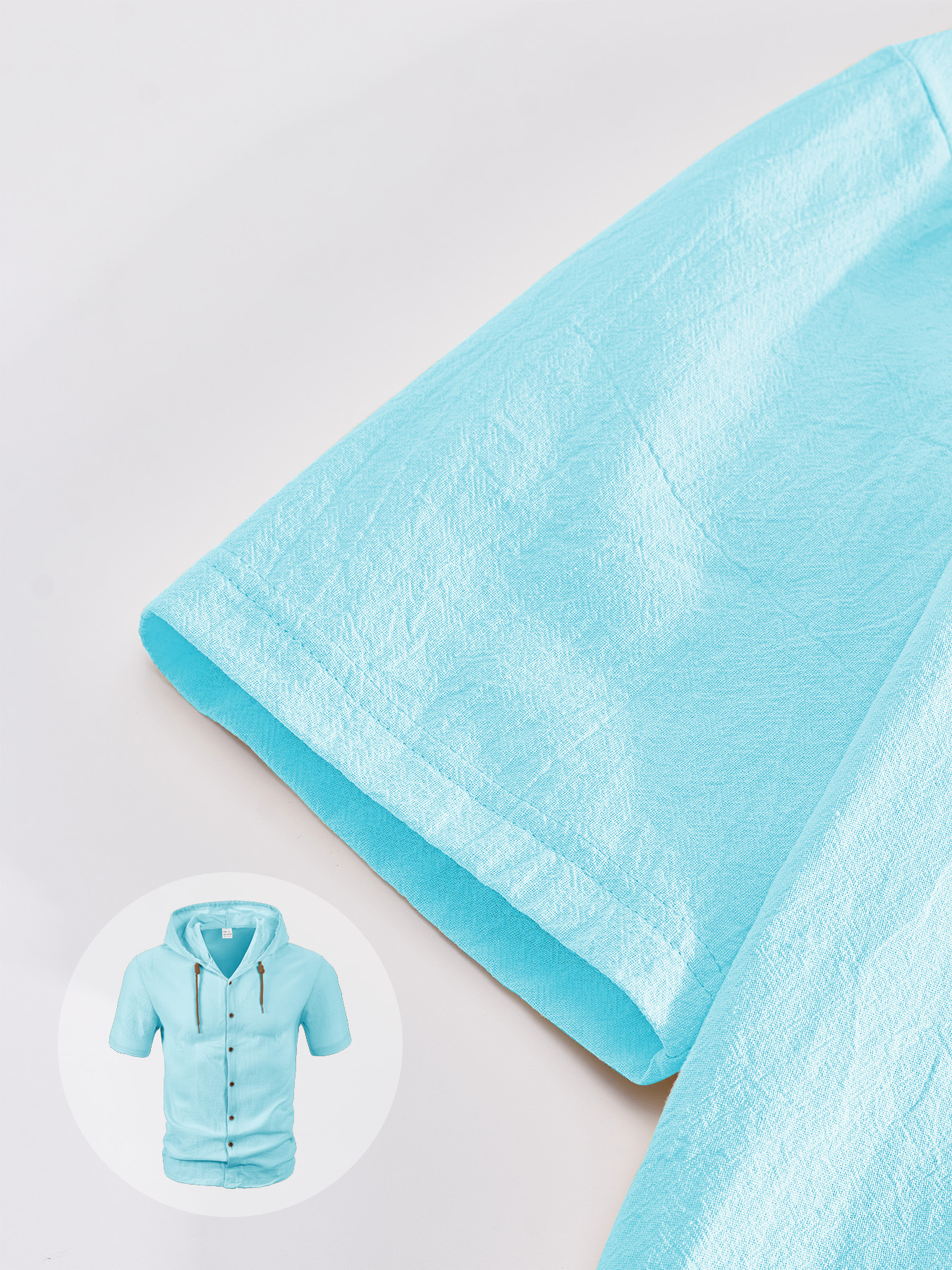 Summer Casual Shirts For men Cotton Linen Hoodies Men Summer Thin Breathable Linen Loose Hooded Men's Short-Sleeved Shirt Size: S-3XL (European S