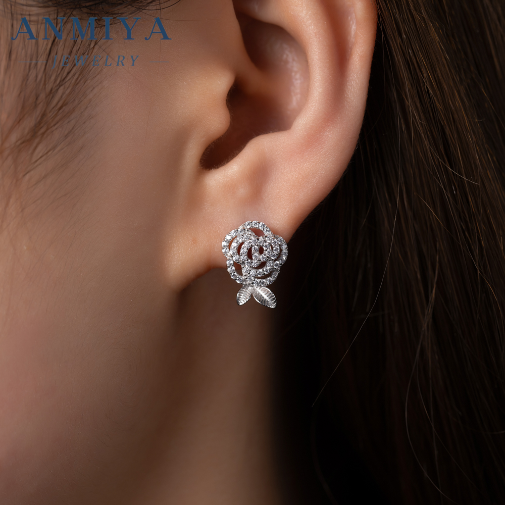 Fashion Luxury Flower Jewelry Set Zircon 925 Silver Zircon Flower Necklace and Earrings Women's Wedding Party Jewelry