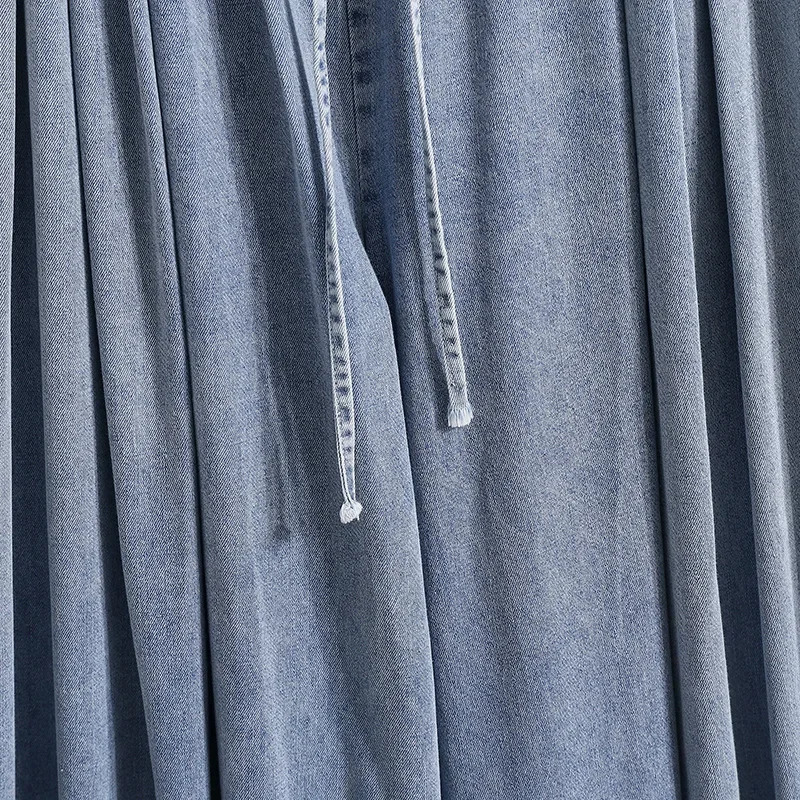 Plus Size Straight Leg Denim Jean Spring Loose Slim Elastic Waist Corduroy Open Slit Wide Pants Big 250605A