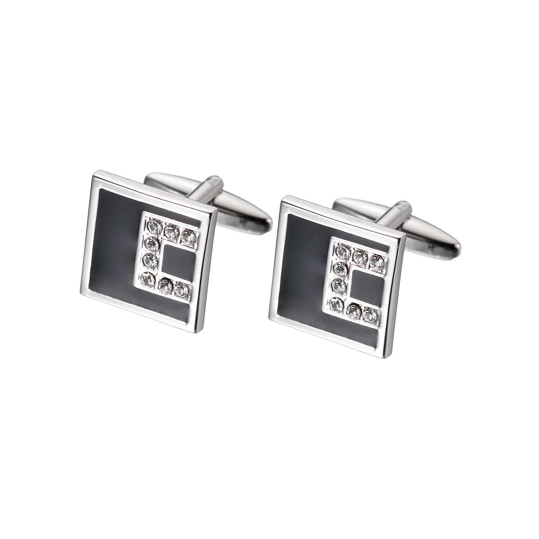 1 Pair New Top Quality Square Mens Shirt Cufflinks Enamel Copper Material Round Rectangle Suit Cuff Button Birthday Gift W250606