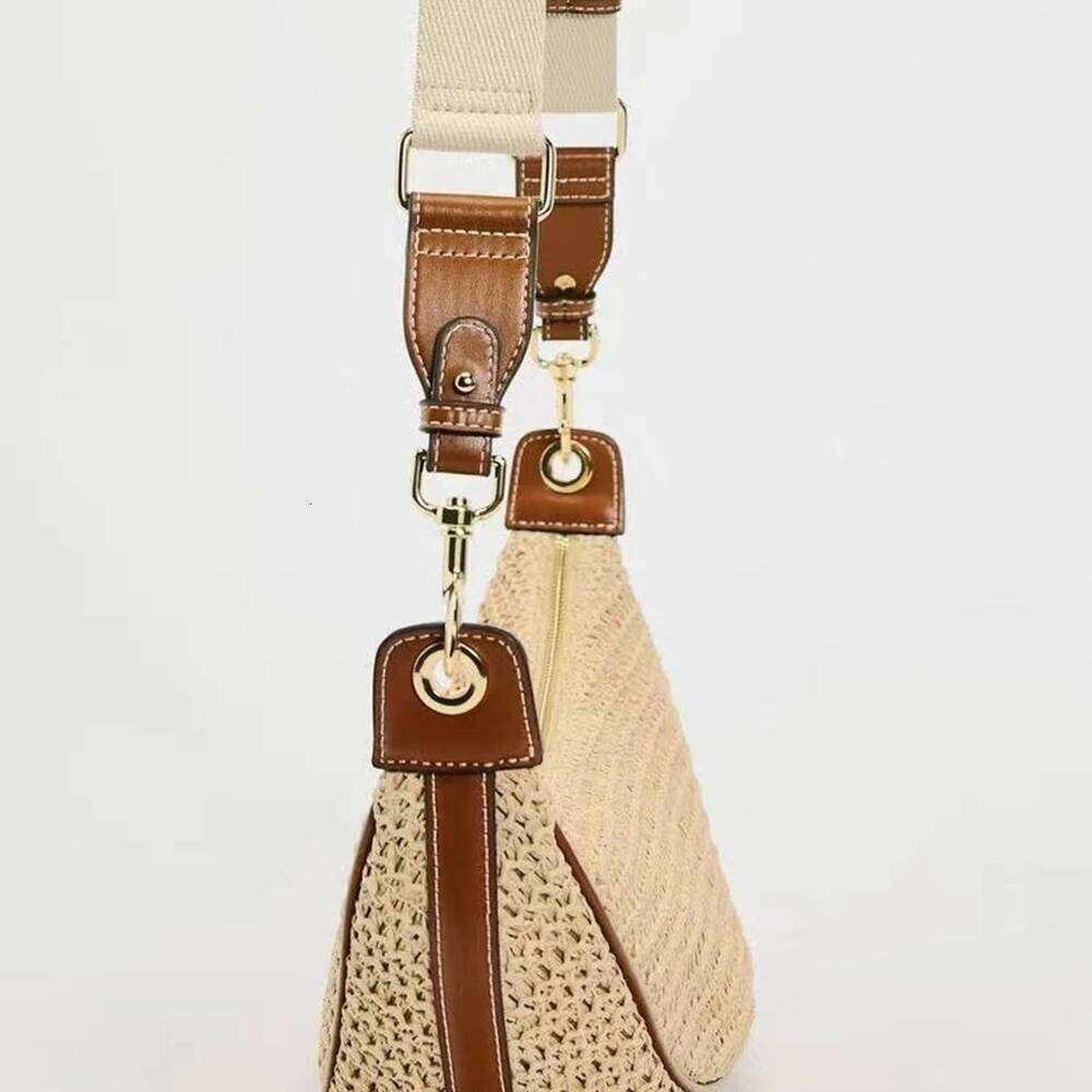 Fashion Woven Hobo Straw Bohemian Half Moon Travel Beach Bags For Women Handbags Designer Handmade Shoulder Crossbody Bag