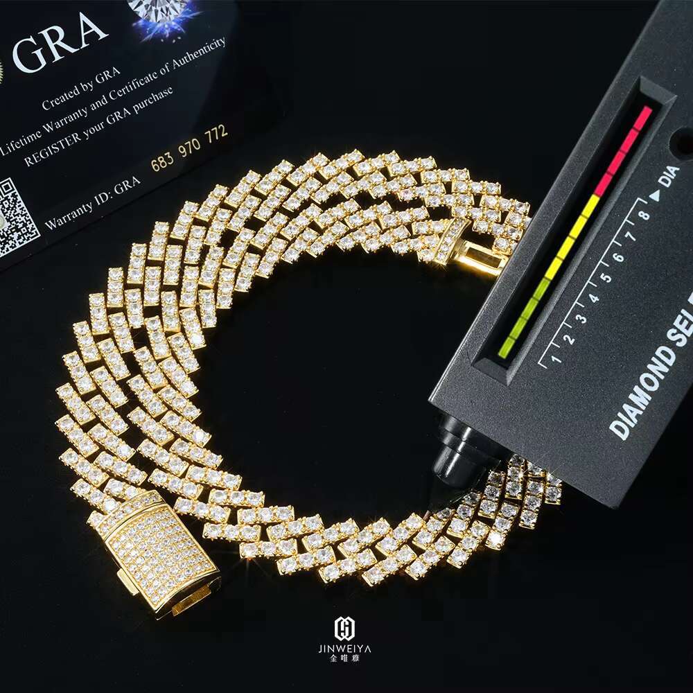 Customized Hip Hop 15mm Diamond Cuban Link Necklace 925Silver Iced Out VVS Moissanite Bling Necklace