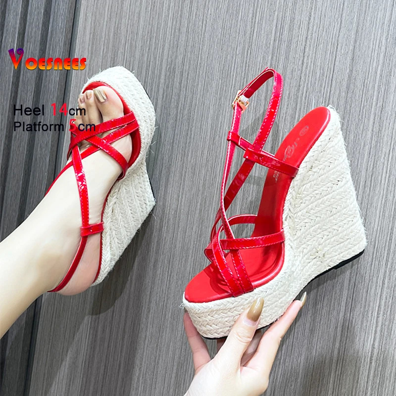 Summer Platform High Heels Comfort Wedges 14CM Catwalk Show Sandals European and American Style Sexy Fashion Stage Women Shoes 250605