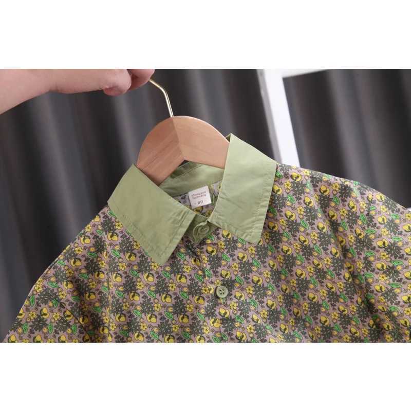 2023 Summer Brother Sister Outfits Boy Kid Flower Casual Shirt+Shorts 2pcs Girl Flower set R250606