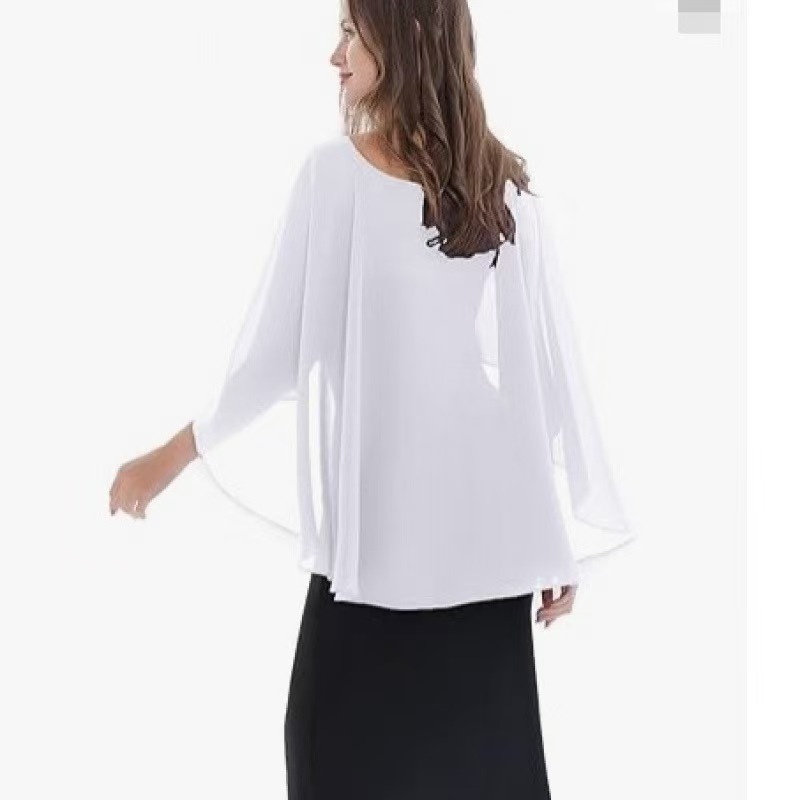 K936 European and American summer thin single-layer chiffon round neck pullover shawl sunshade bridal dress vest breathable loose hood