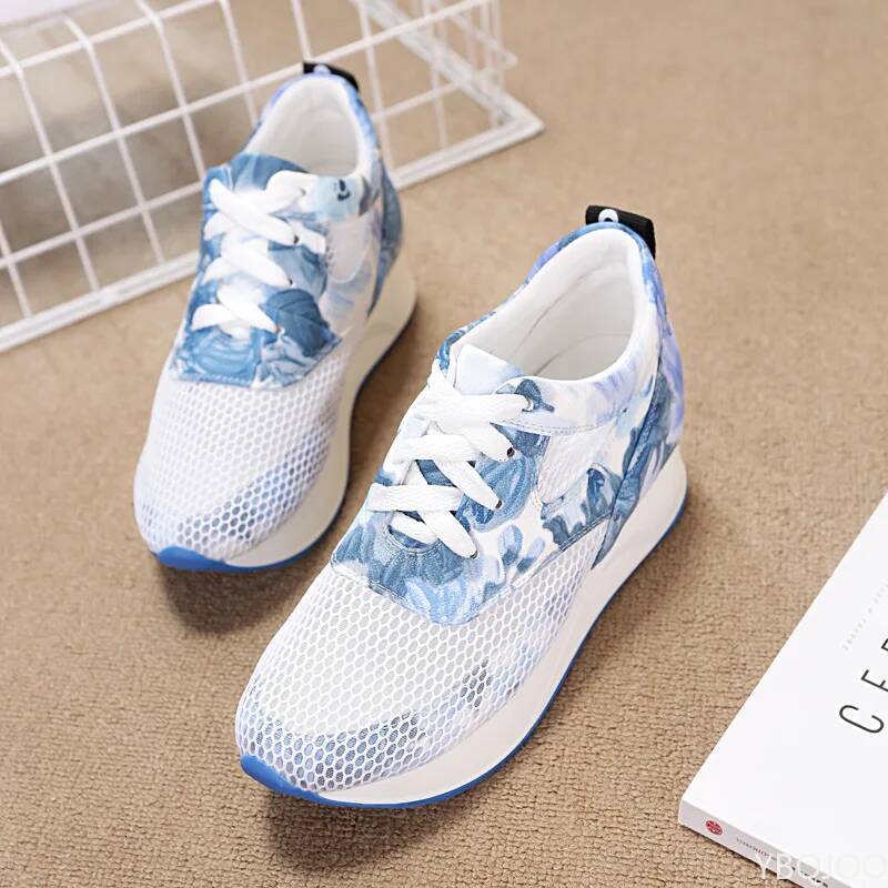Ddmyoutdoor Women Internal Increase Sneakers Spring Wedges Ladies Casual Sports Little White Shoe Summer Mesh Thick Sole Vulcanized Outdoor Shoes