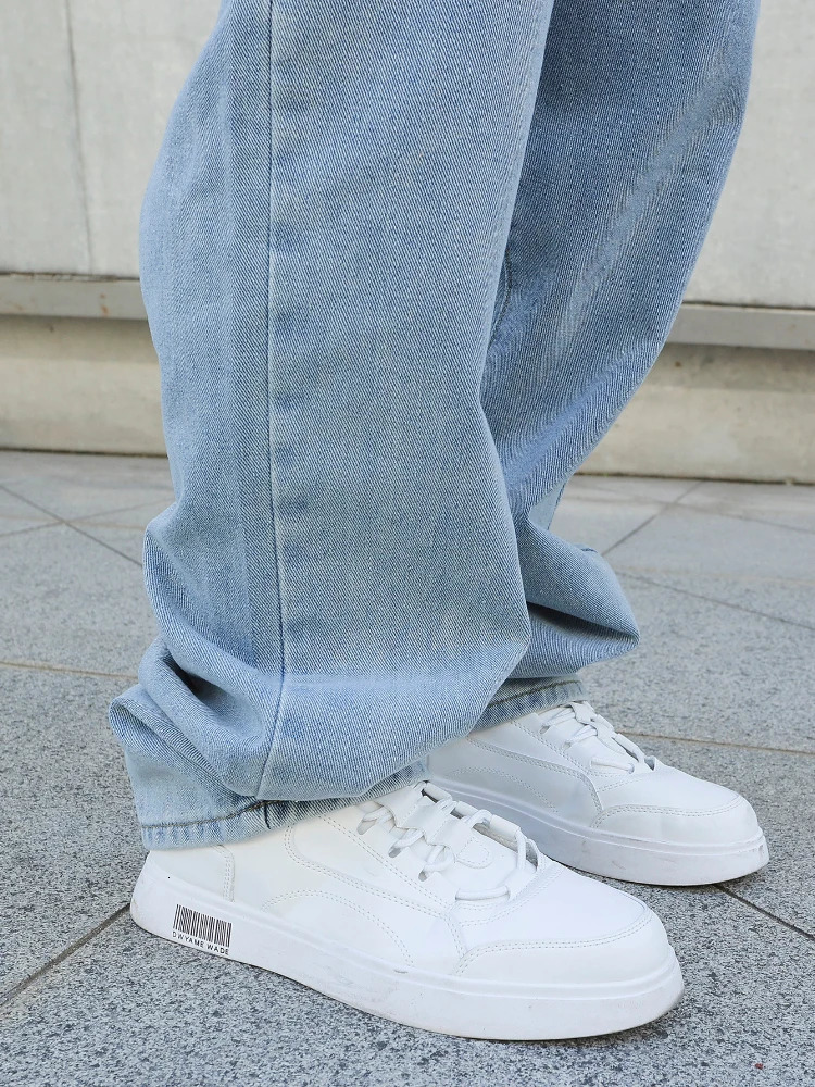 Spring Autumn Men Baggy Jeans Oversize Straight Loose Casual Denim Trousers Solid Color Streetwear Fashion Y2k Wide Leg Pants 250605