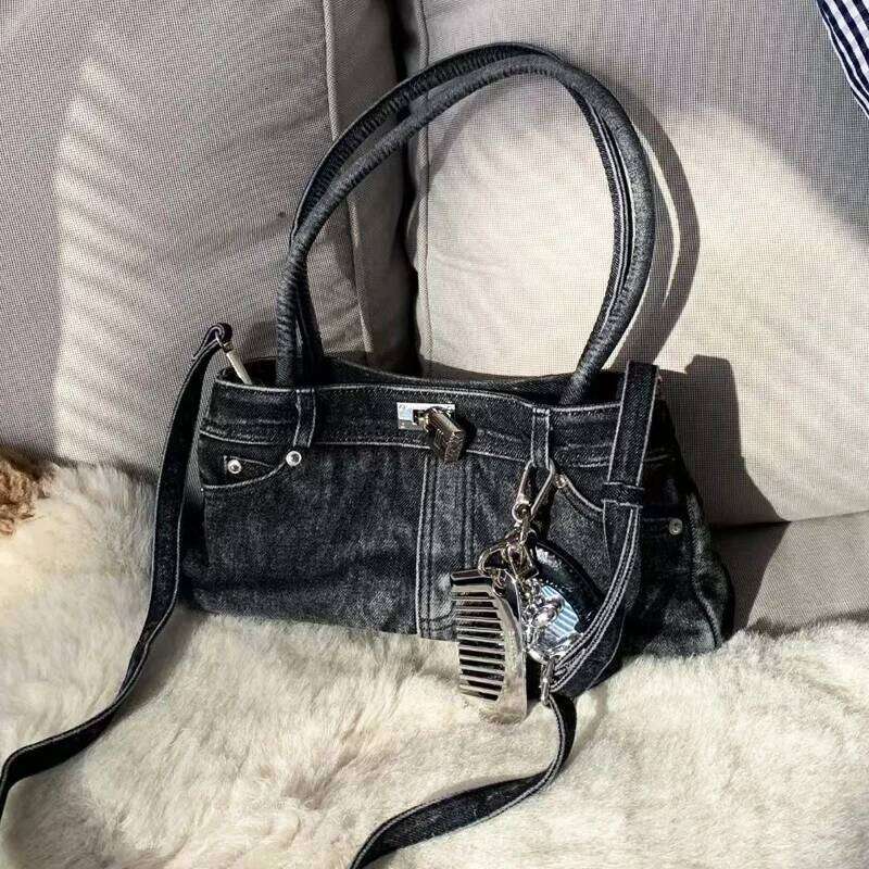 Elegant Women's Vintage Denim Shouldersacks Trendy under Arm Carry Tote