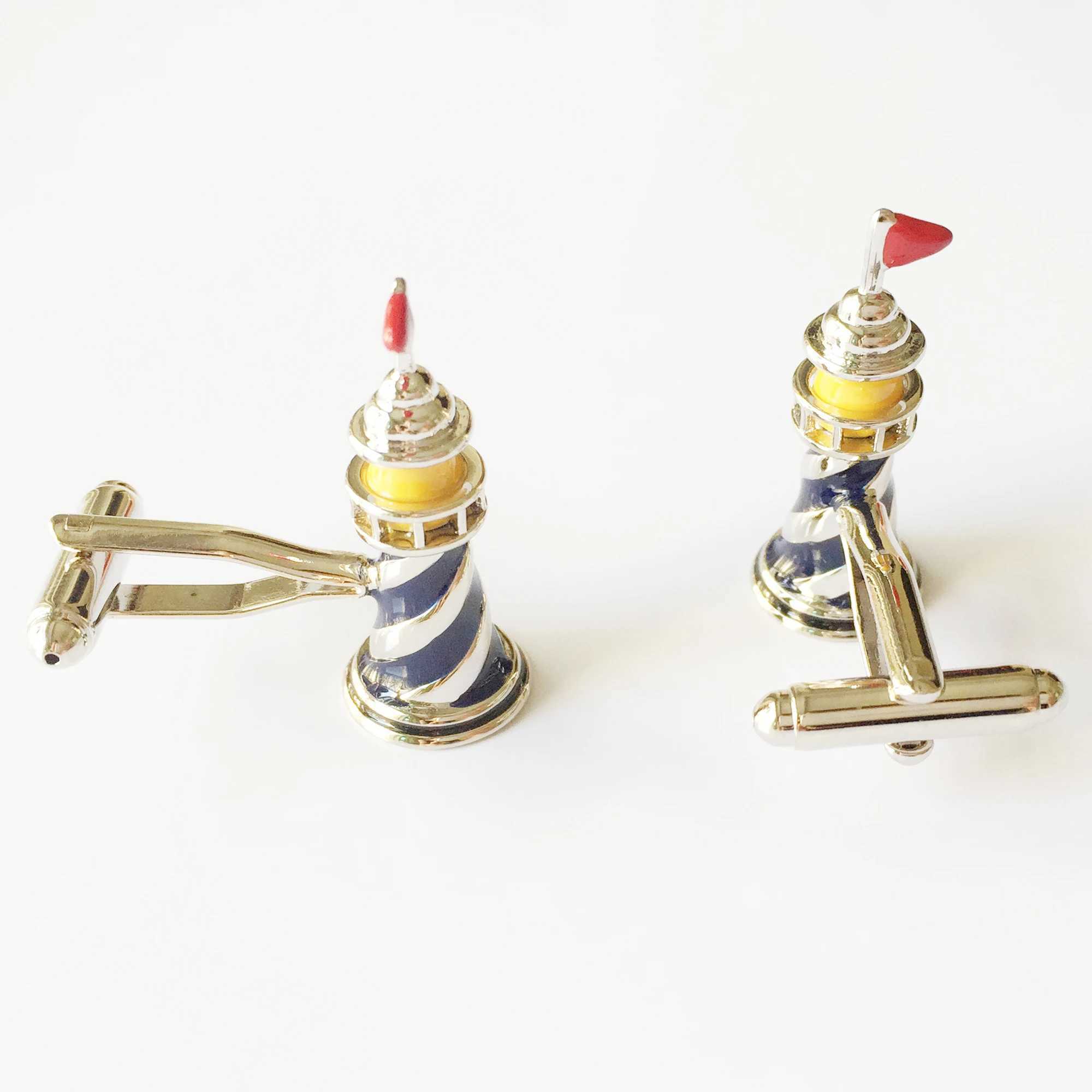 4 Styles TZG Trendy Cufflink Mens Cuff Link Lighthouse 1 Pair Shipping W250606