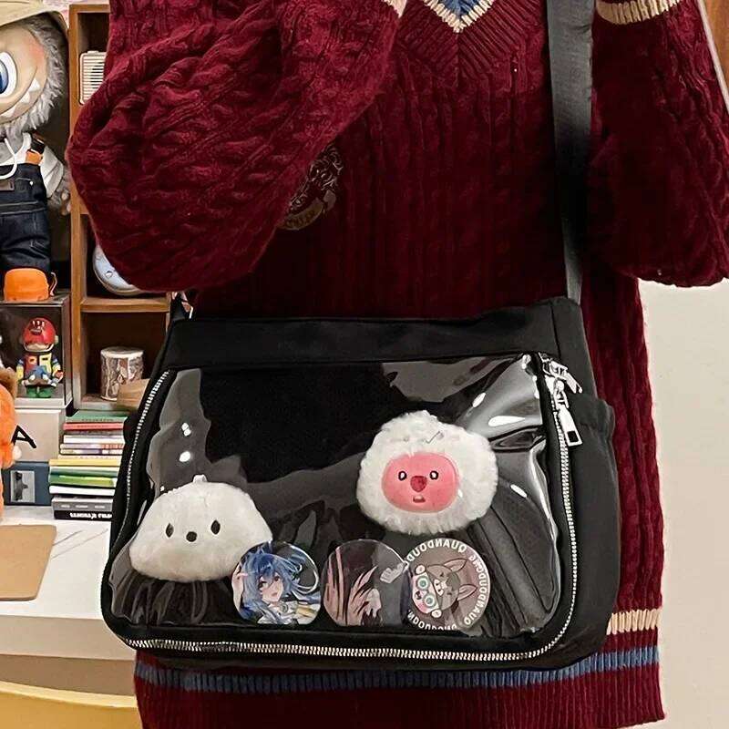 Richme Subculture Women Ita Bags Casual Daily Commute Students Crossbody Shoulder Bag Haruku Dopamine Transparent Bolso Mujer