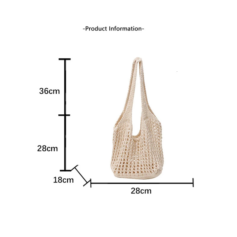 Ins Handbag Knitted Loose Wool Bag Singleshoulder Simple and Lightweight Woven Beach Bag 250605