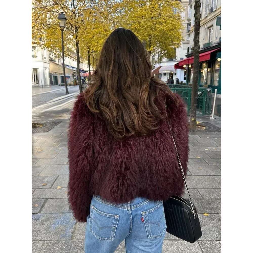 Solid Thicken Coat For Women Long Sleeves Ladies Faux Fur Coats Winter Fashion Elegant Turn Down Collar Female Warm Overcoat