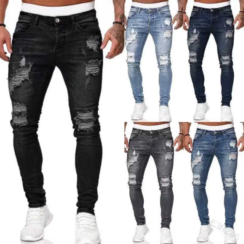 Mens Jeans Casual Skinny Pants Stretch Denim Trousers Male Slim Fit Straight Pants Fashion Jeans Soild Pencil Pants Man ClothingC250606