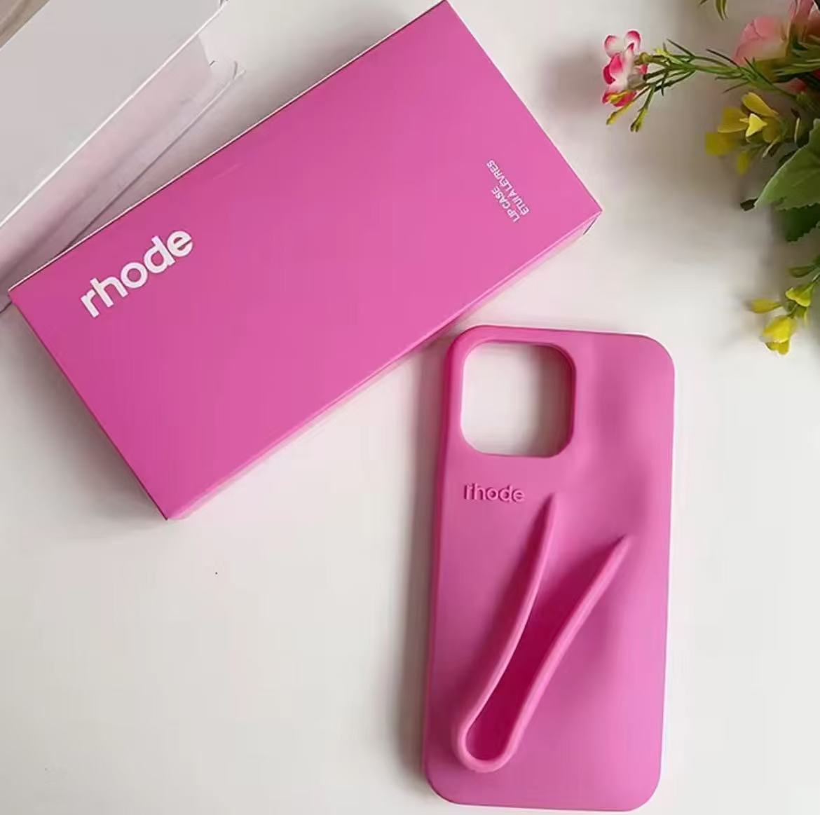 Rhode Case for IPhone 15 Pro Max 14 13 ProMax Lipstick Soft Silicone Portable Lip Gloss Holder Ins Hot Cover Funda