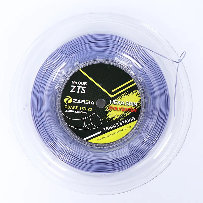 ZARSIA Hexagon Tennis Strings Durable Hex Polyester Racket String 1.23MM 200M 1 Reel 250605