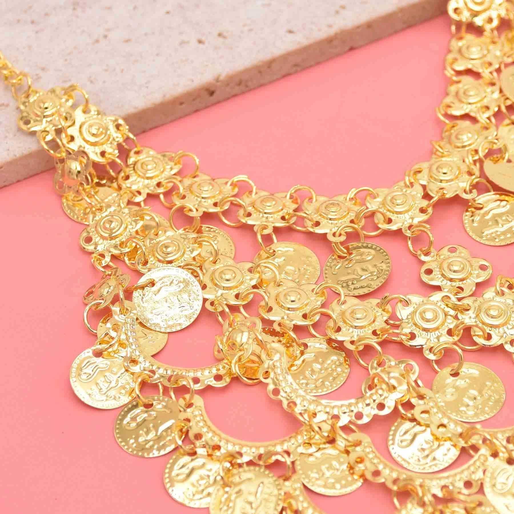 Coin Tassel Hair Jewelry Golden Arab Ethnic Love Pendant Face Chains for Women Men Party Dance Jewelry Accessories Z250605