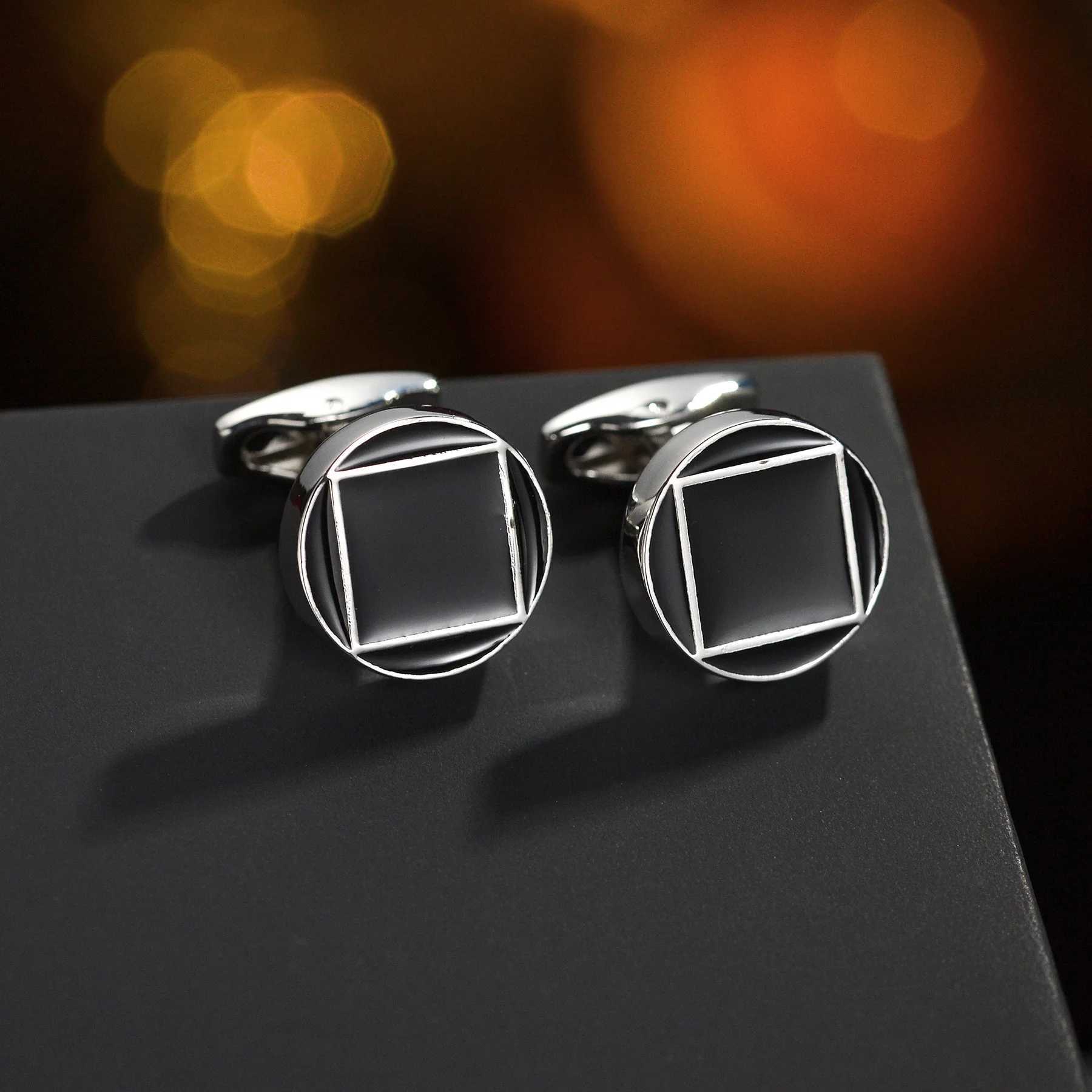 Brand Business Luxury Copper Round Cufflinks For Mens Office Wedding Shirt Cuff Links Blue White Knot Tuxedo Cufflink Jewelry W250606