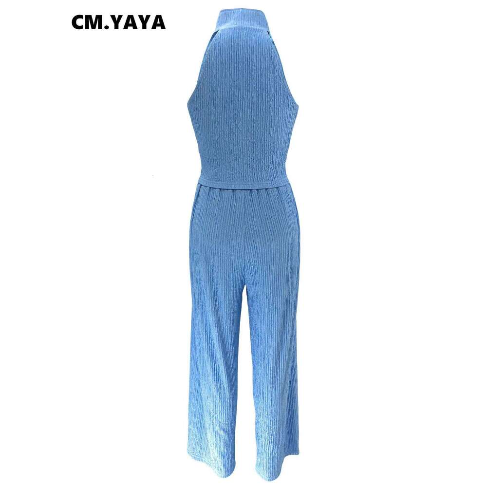 CM.YAYA Fashion Women's Set Sleeveless Tank Top and Wide Leg Pants Suits 2025 Summer Street Two 2 Piece Sets Outfits Tracksuit