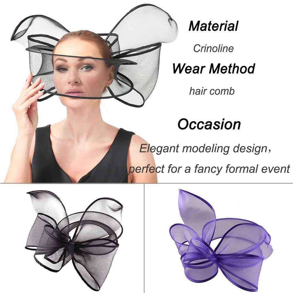 2024 New Fashion Fascinator Hat with Hair Clips Party Big Hat Nice Crinoline Headwear Church Wedding Bride Womens Hair Accessories Z250605