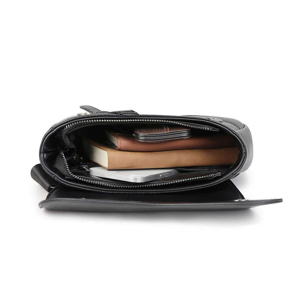 Men's solid color PU leather saddle shoulder crossbody bags chest bolsos para hombre sacoches hommes bag for man
