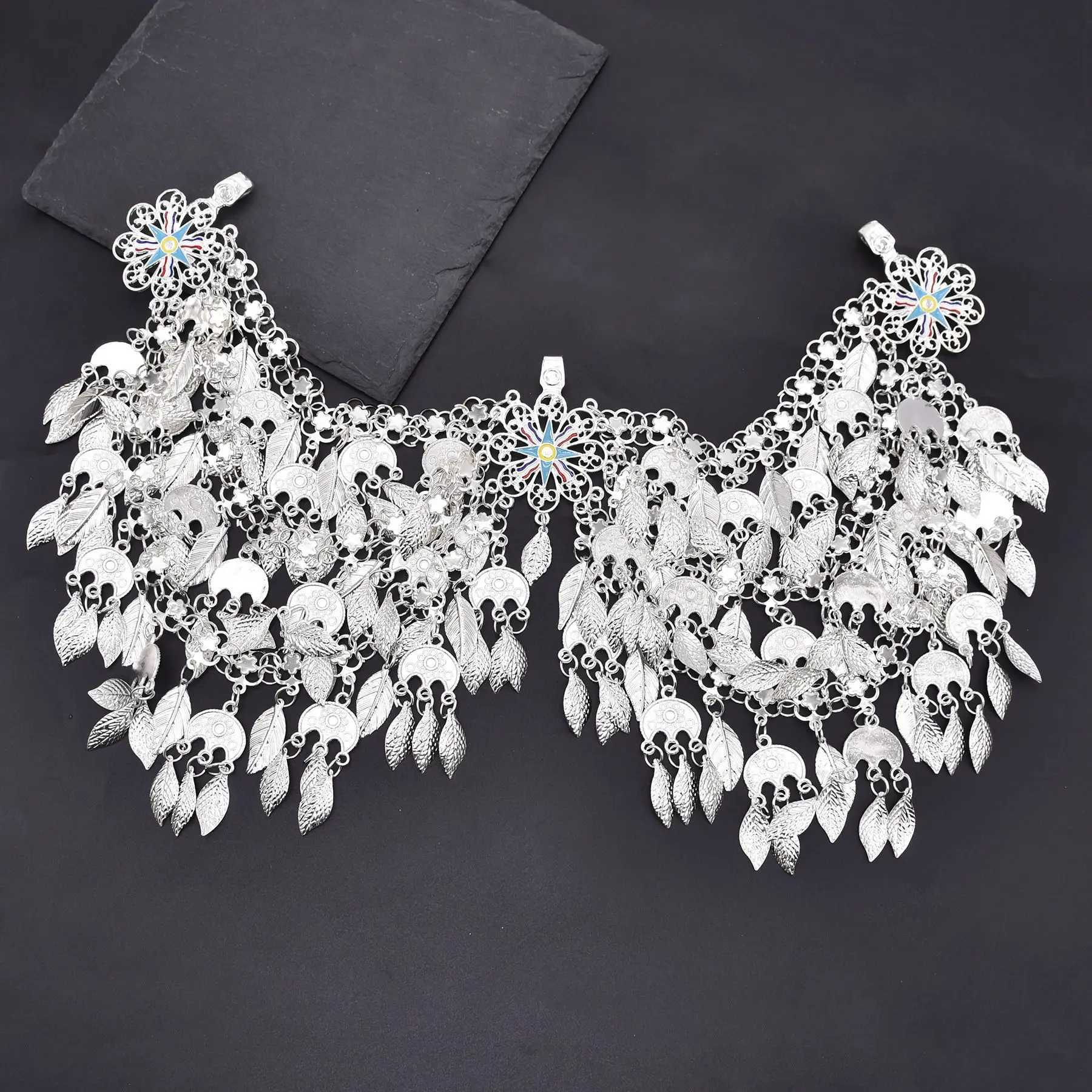 Assyrian style Flag Leaves Tassel Women Hair Jewelry Ethnic Travel Statement Hairband maang tikka headband. Z250605