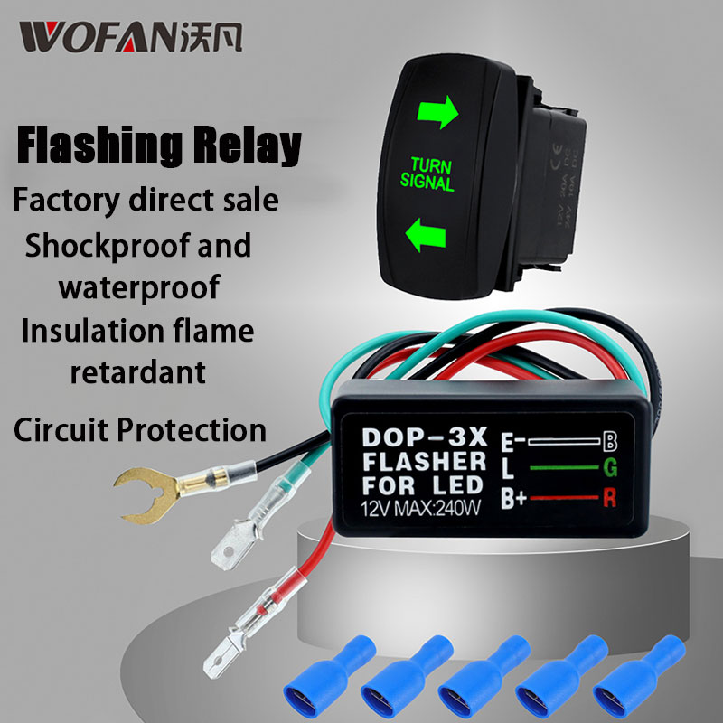 Car turn signal rocker switch with led light electronic flashing relay For dop-3x motorbike