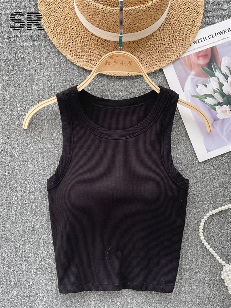 SINGREINY Sleeveless Knit Top Women Backless Korean Bra O Neck Solid Elastic Waist Ladies Elegant Fashion Casual Crop 250527