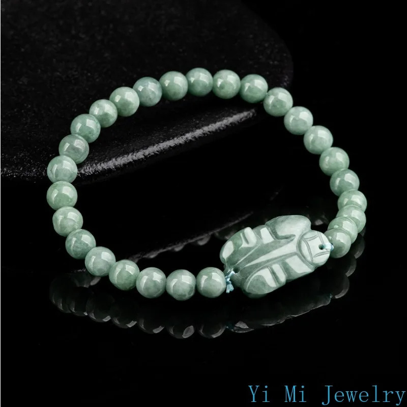 Burmese Jade Pixiu Bracelets Natural Chinese Green Jewelry er Gemstone Accessories Carved Bead Jadeite Women Bracelet 250604